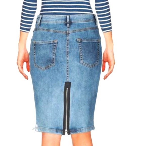 NWT - Le Volière Denim Pencil Skirt - Picture 2 of 16